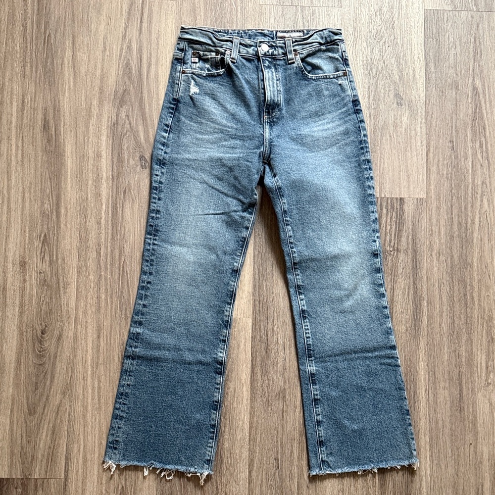 AG Adriano Goldschmied Vintage High Rise Crop Boot Denim  27 Distressed Jeans
